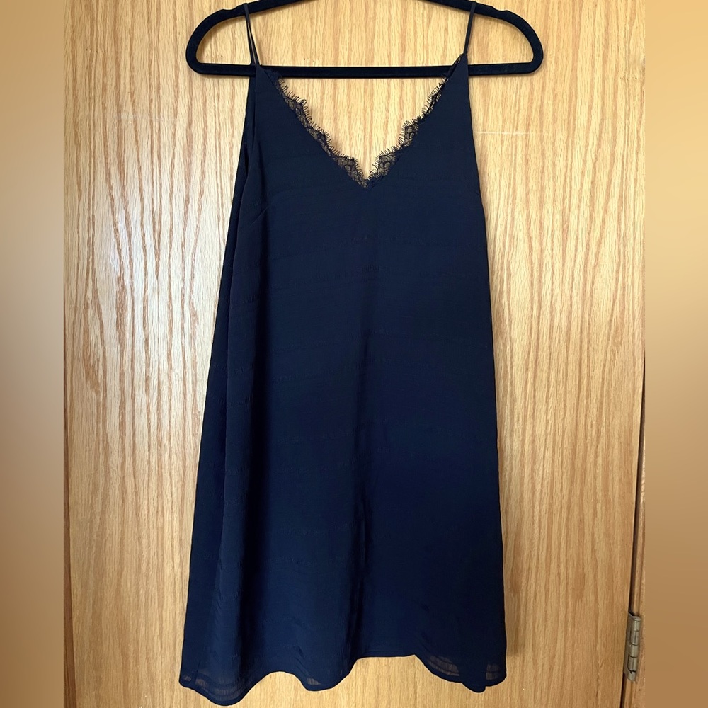 Nordstrom BP Black Slip Dress with Lace Detailing